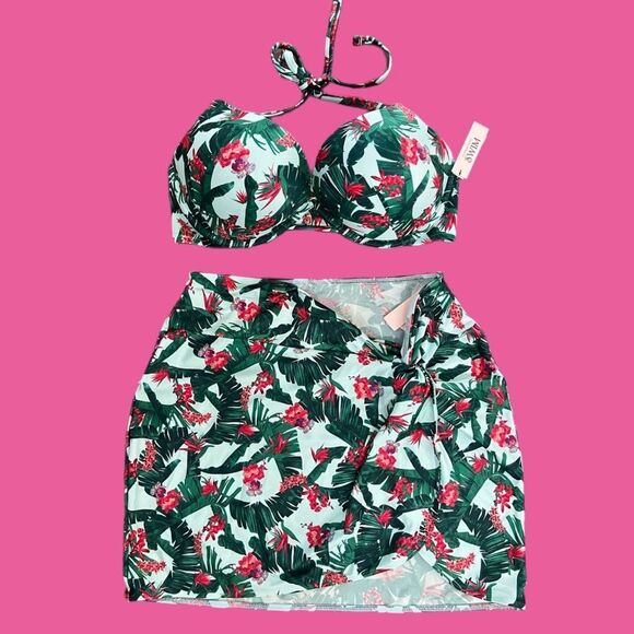 Victorias Secret Set Essentials Bombshell Add-2-Cups Push Up Bikini Top & Skirt - Picture 6 of 10